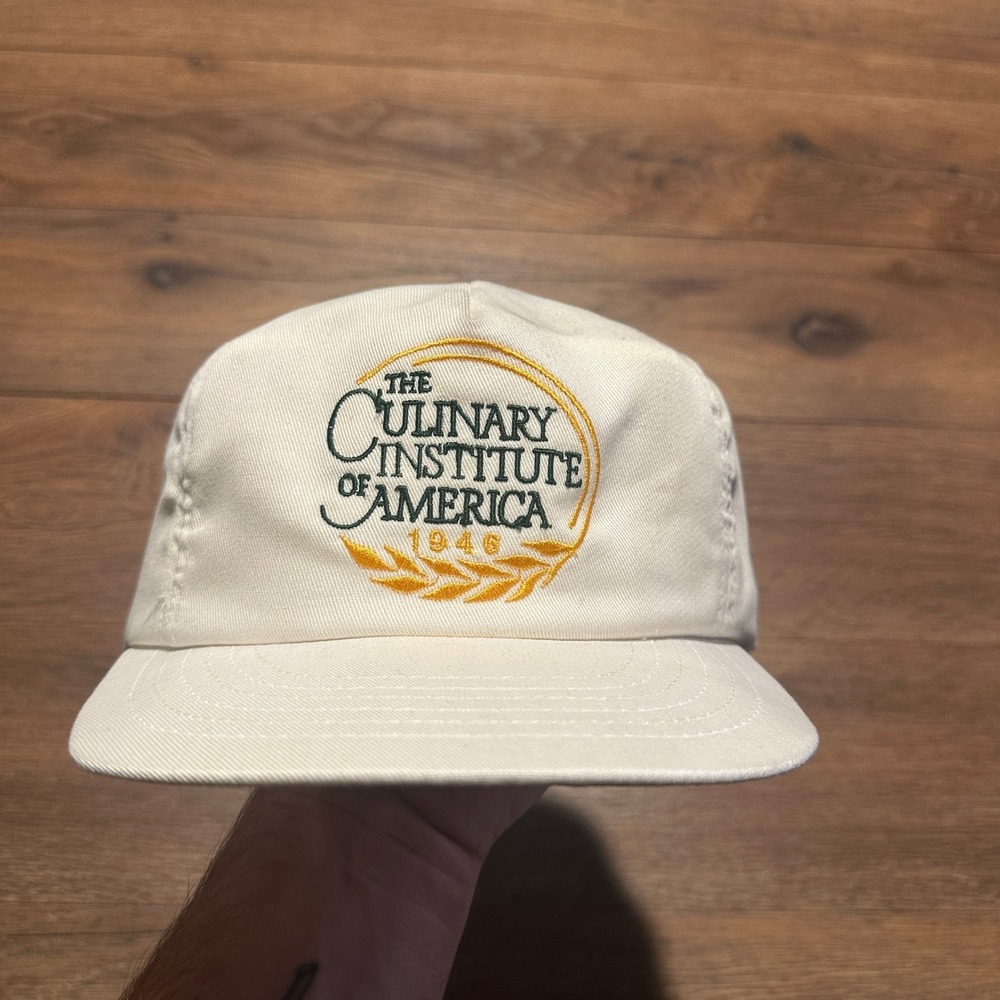 Vintage University Square Culinary Institute of America Cream Hat Mens OSFA